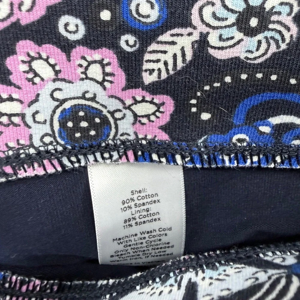 Talbots Everyday Yoga Skort Women PXL Black Floral Cotton Stretch Athletic Skirt